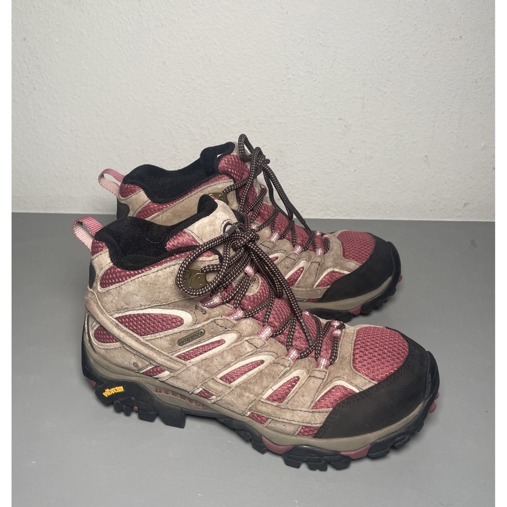 Merrell Moab 2 Mid Waterproof Women's 9 Hiking Boots Boulder/Blush Vibram